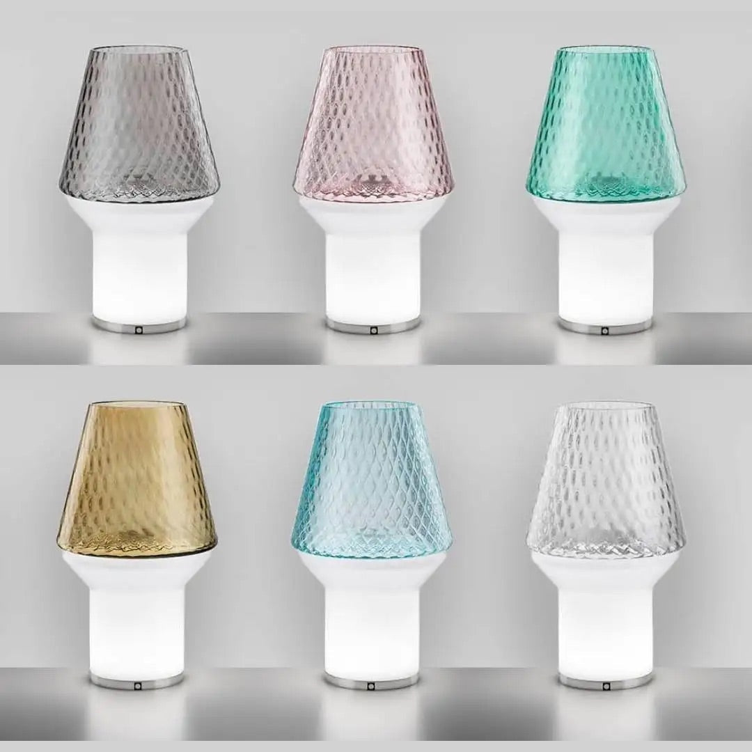 Italian Modern Wireless Dimmable White Gray Glass Portable Table Lamp/Lit Vase