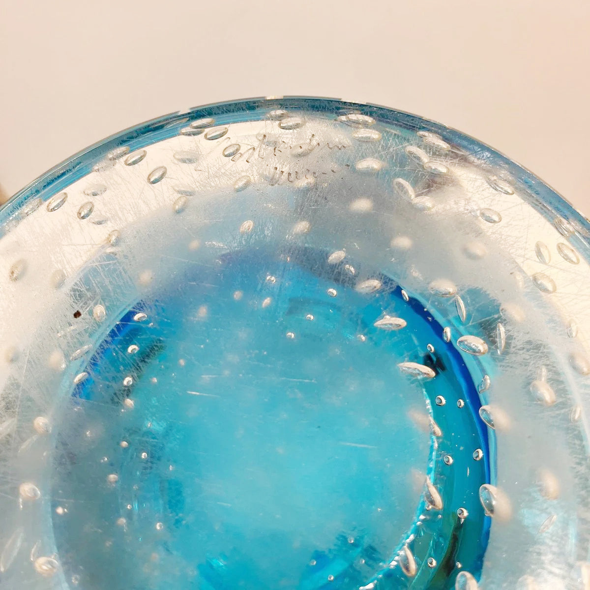 Signed Italian Sky Blue Murano Glass Vase by Flavio Costantini