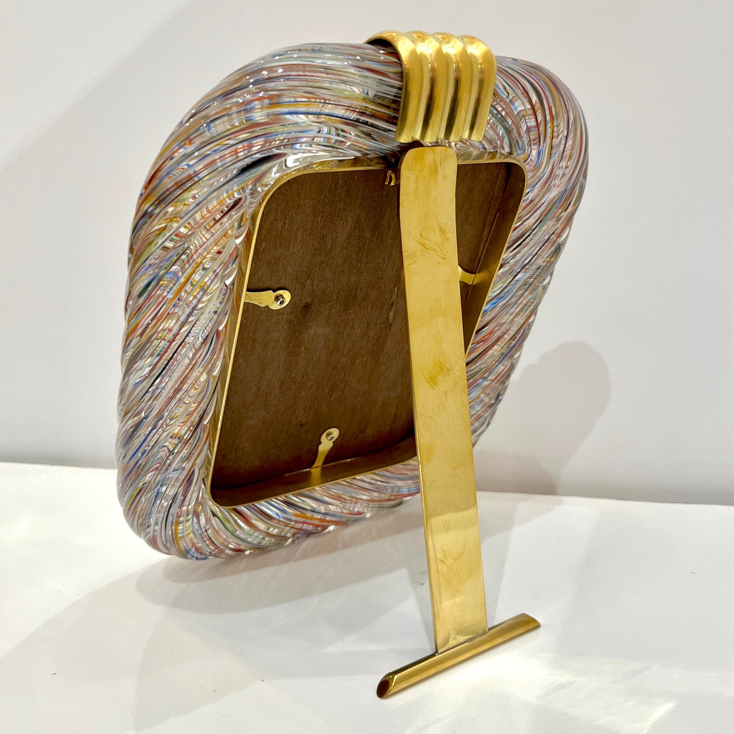 Barovier Toso 21st Century Multicolor Filigrana Murano Glass Photo Frame