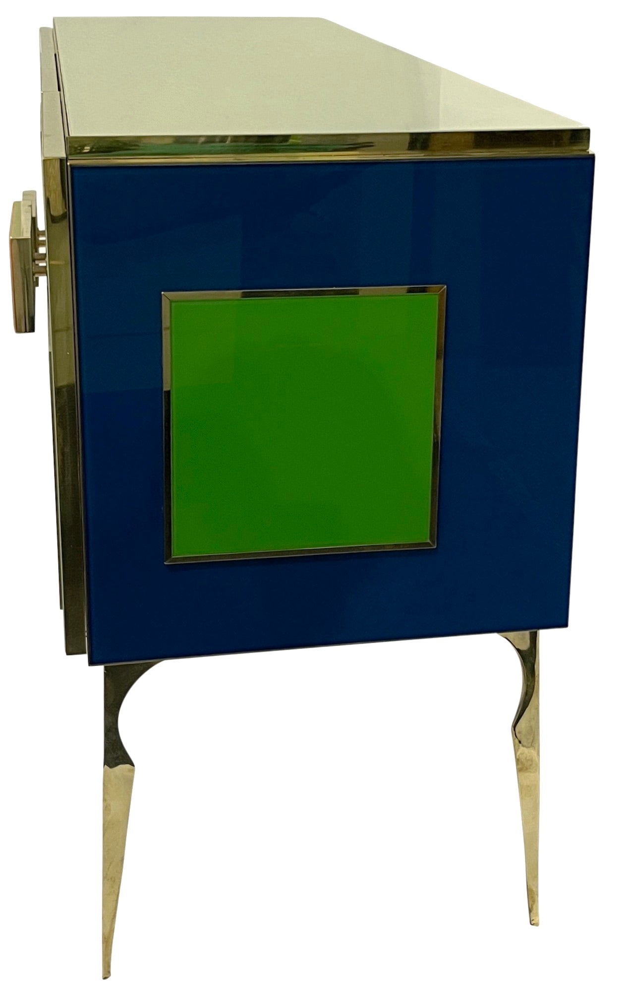 Bespoke Italian Ivory Yellow Green Blue Geometric Postmodern Cabinet/Sideboard