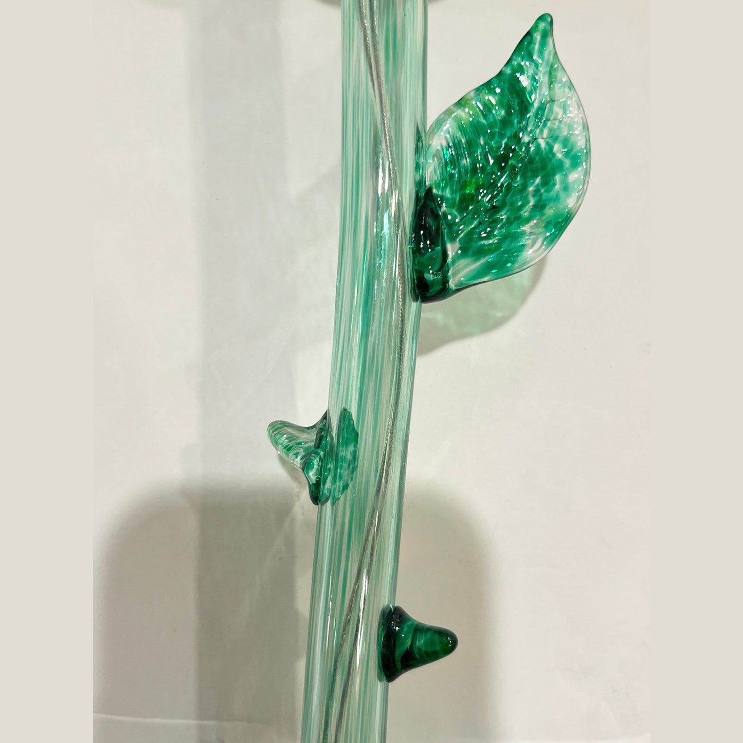 Italian Design Organic Modern Yellow Art Glass Lit Flower White Vase/Table Lamp