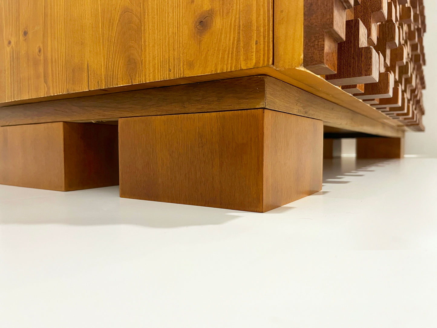 Contemporary Italian 2-Door Modern Cabinet/Sideboard in Solid Carved Beech Wood