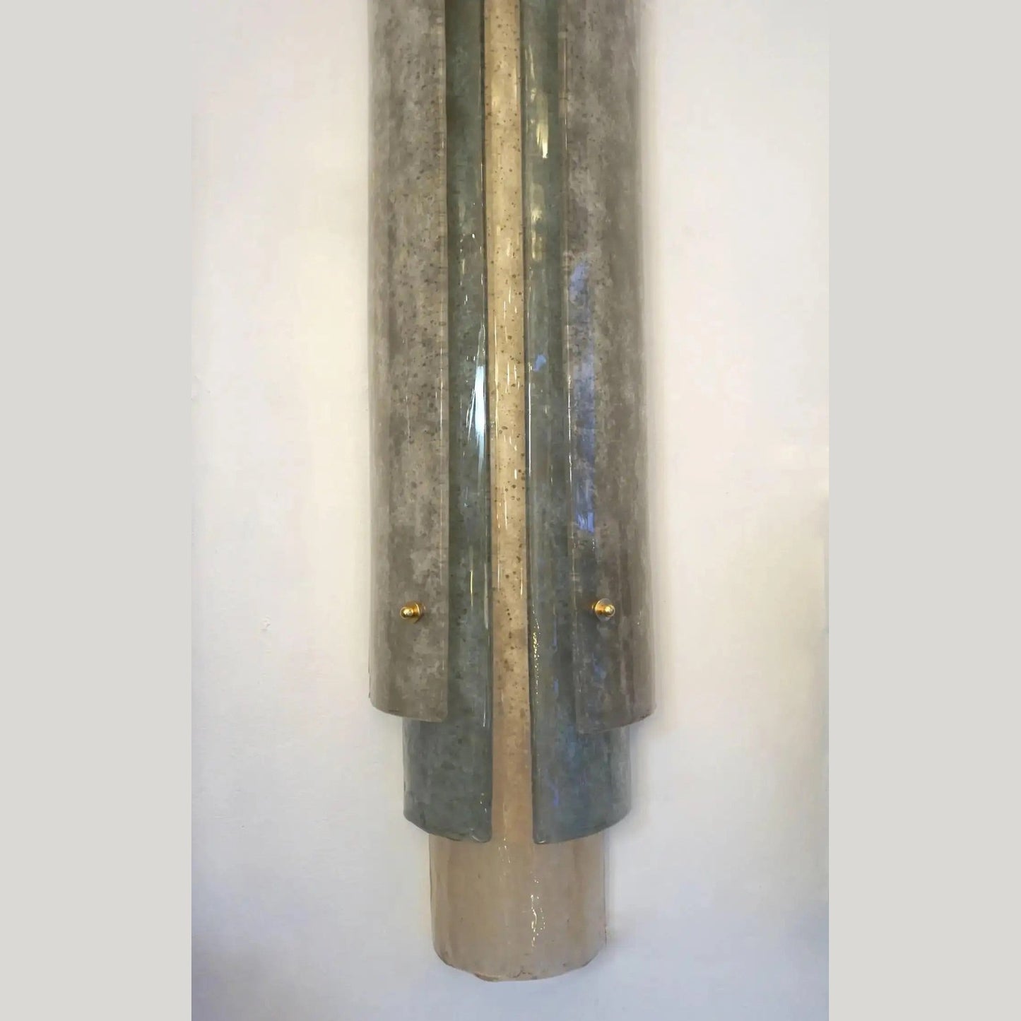 Modern Italian Tall Layered Wall Light White Blue Gray in Frosted Murano Glass