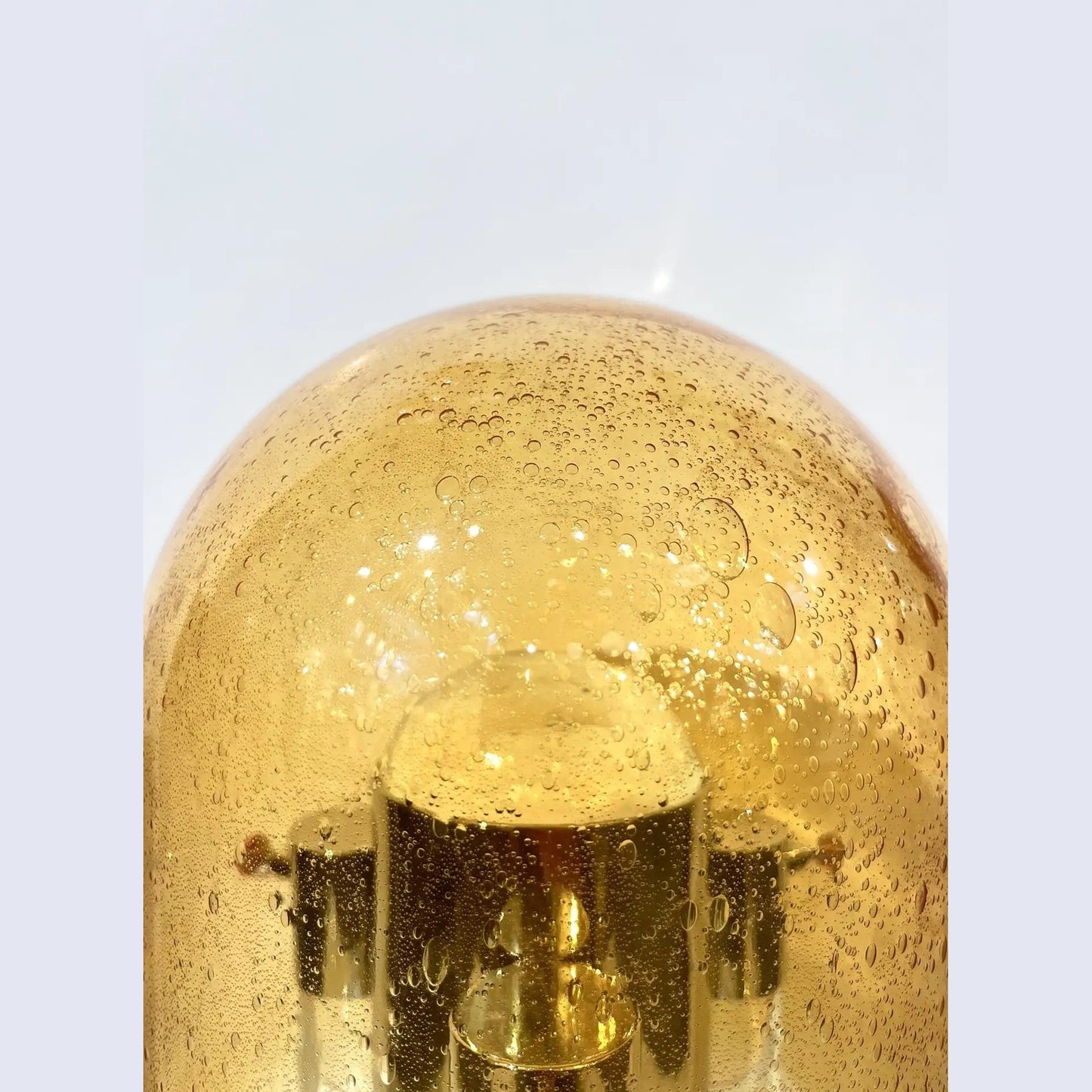 Wireless Italian Dimmable Amber Murano Glass Space Age Gold Brass Table Lamp