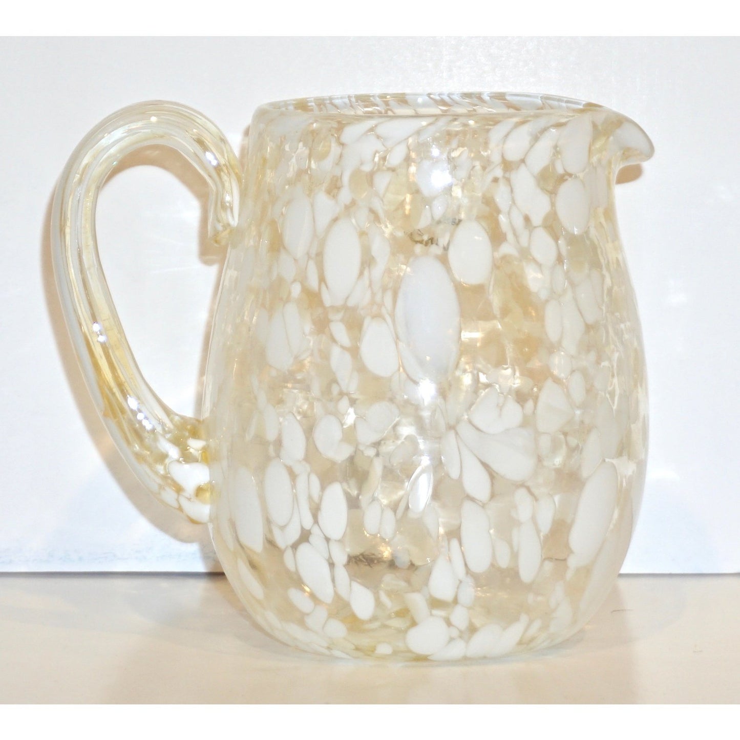 Italian Mottled Murano Glass Modern Pitcher Jug with White Murrine