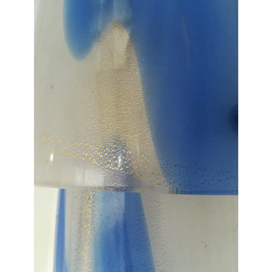 1960s Italian Vintage Venini White Blue Gold Cylindrical Brass Pendants