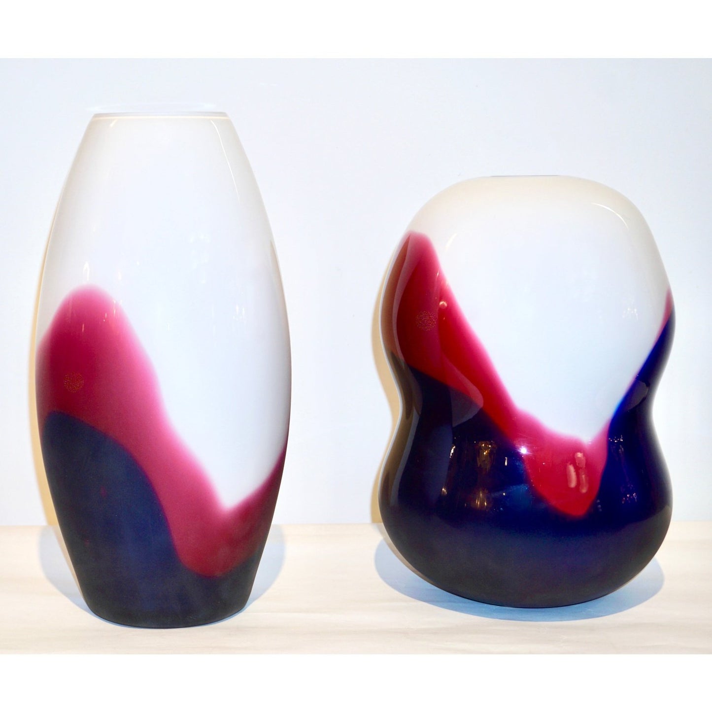 Formia 1980 Italian Vintage Purple Blue White Murano Glass Organic Design Vase