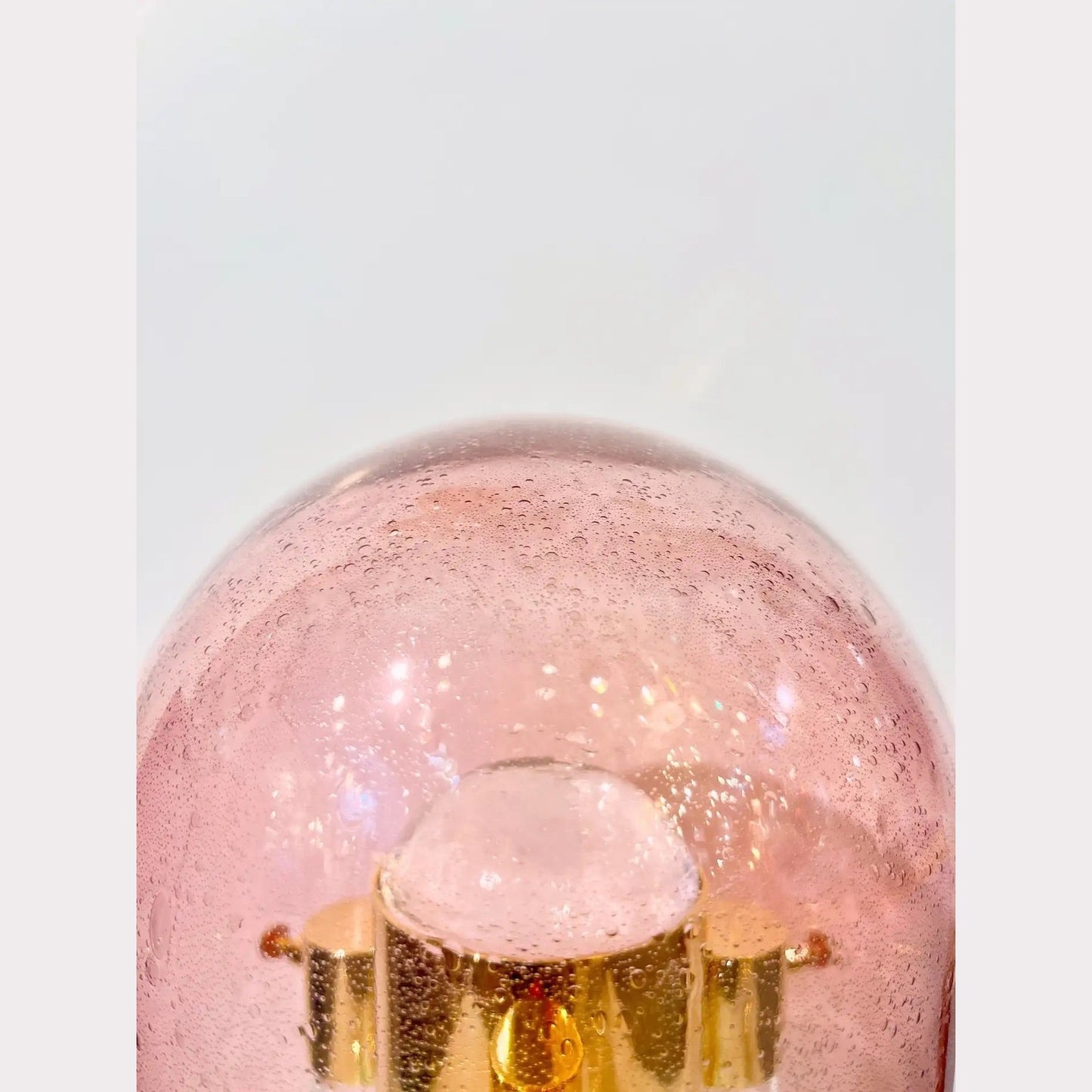 Wireless Italian Dimmable Pink Murano Glass Space Age Gold Brass Table Lamp