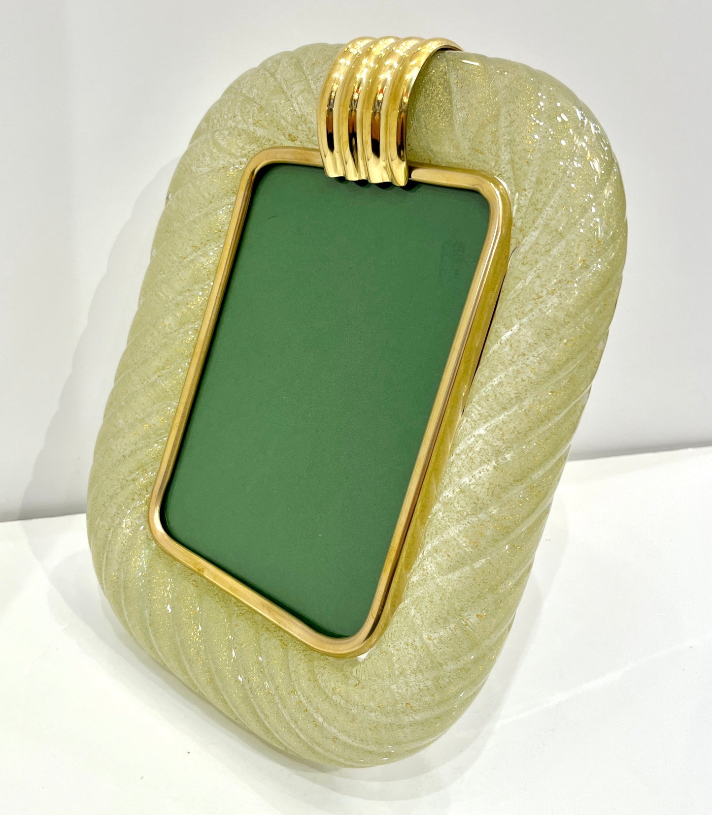 Barovier Toso Contemporary 24 Kt Gold Chartreuse Murano Glass Photo Frame
