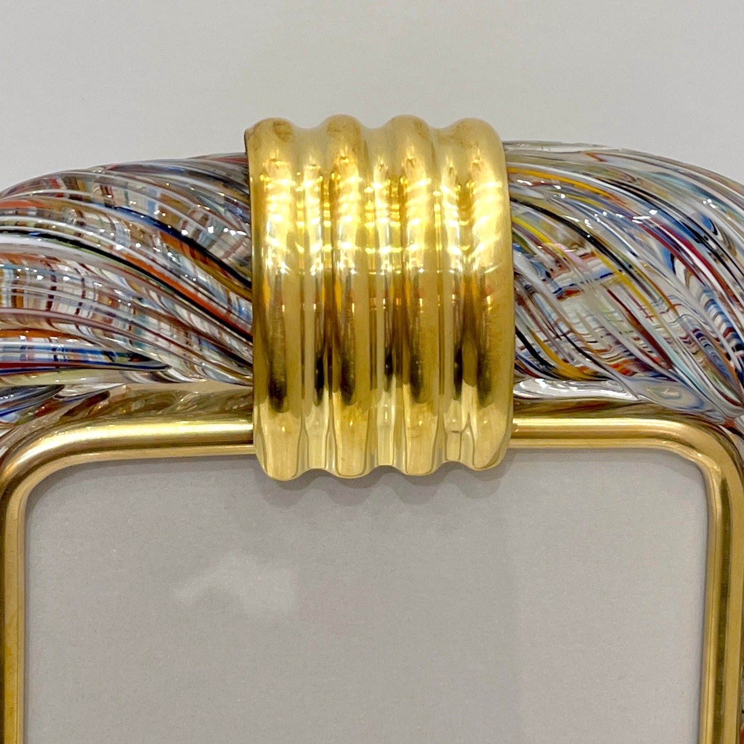 Barovier Toso 21st Century Multicolor Filigrana Murano Glass Photo Frame