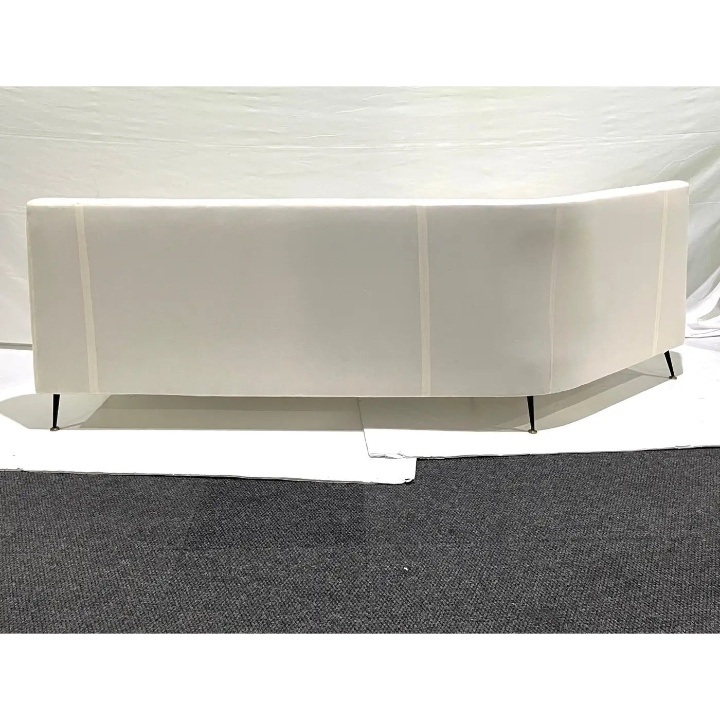Upholstery Ready Curved Italian Mid Century Modern Sofa on Black Lacquer Legs