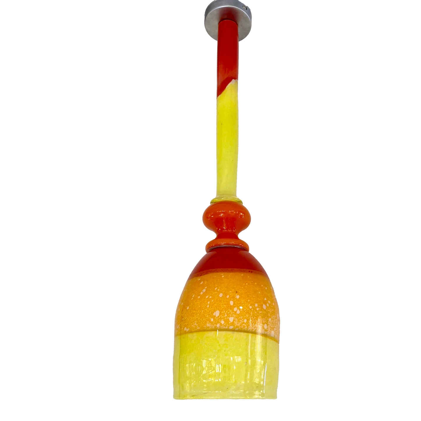 Contemporary Bespoke Italian Organic Yellow Orange Murano Glass Pendant Light