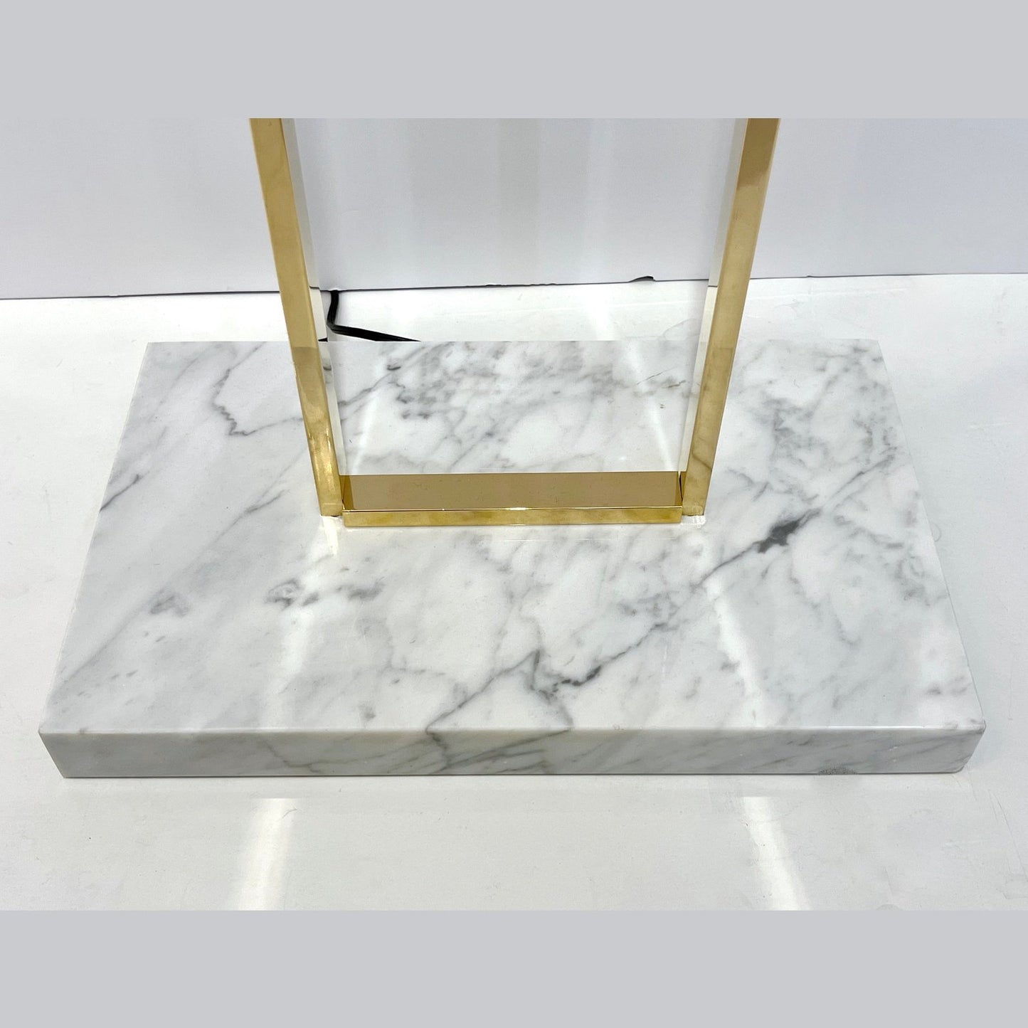 European Art Deco Style Minimalist Crystal Murano Glass Brass Marble Floor Lamp