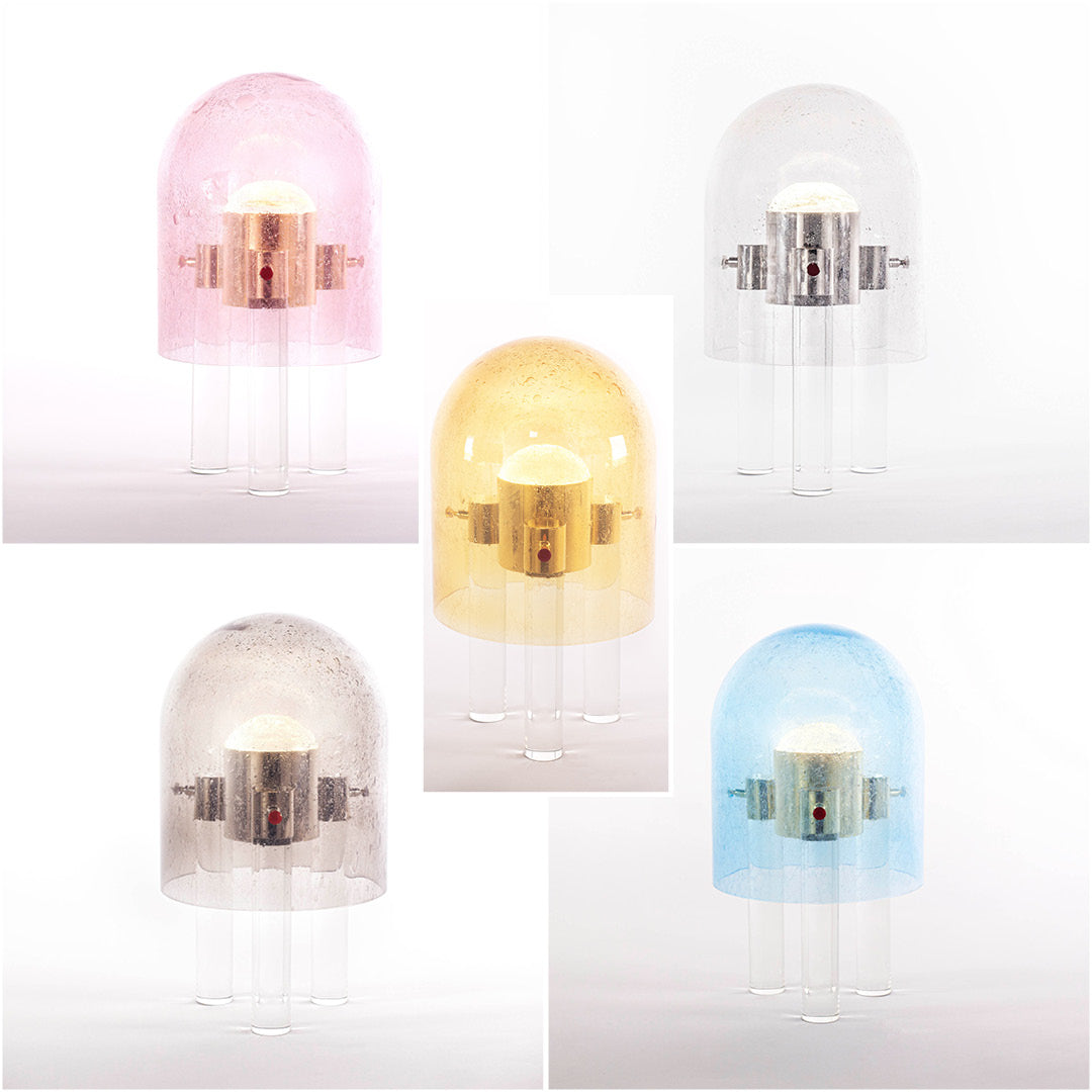 Wireless Italian Dimmable Smoked Murano Glass Space Age Nickel Portable Lamp