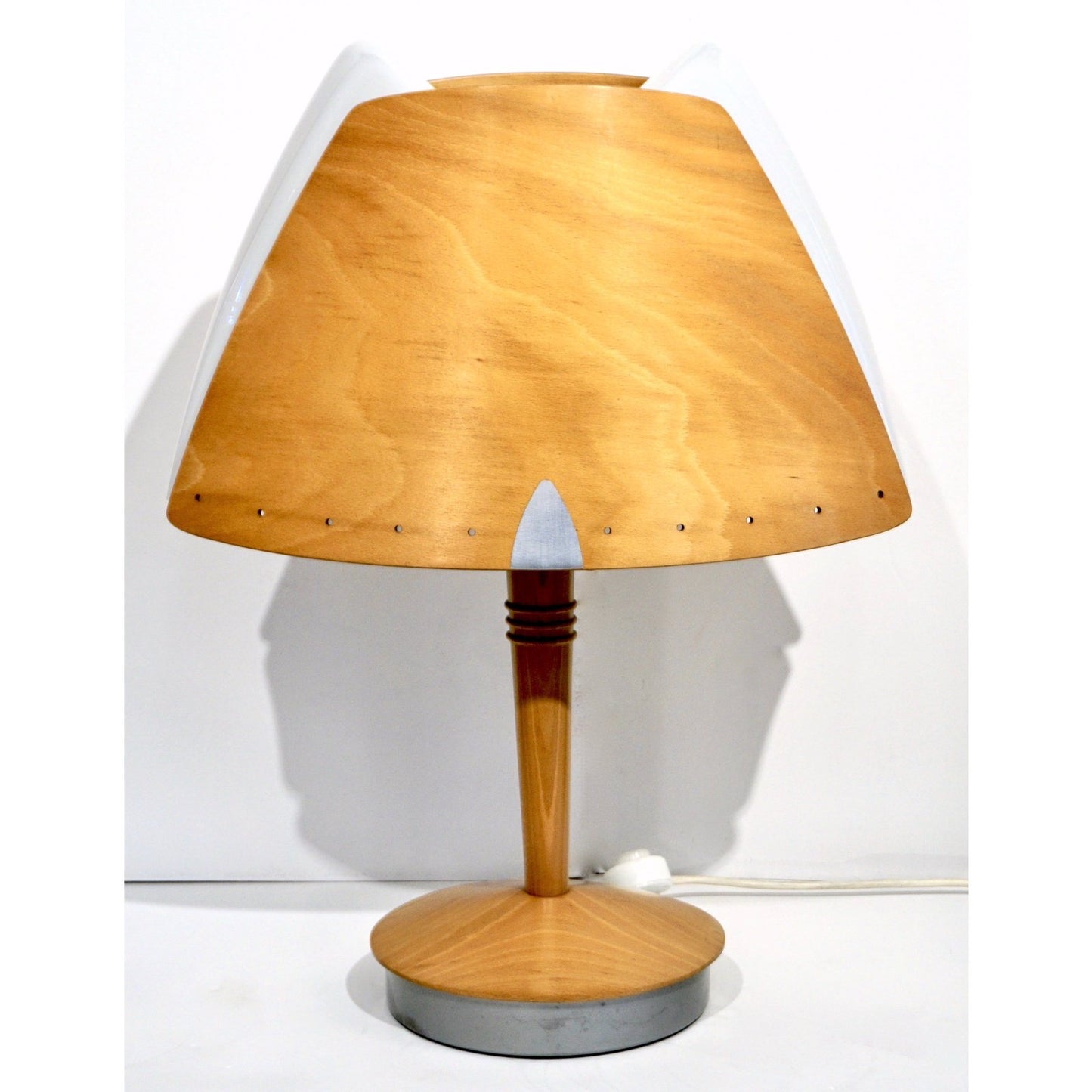 1970 French Pair of Birch Wood and Acrylic Table Lamp for Barcelona Hilton Hotel