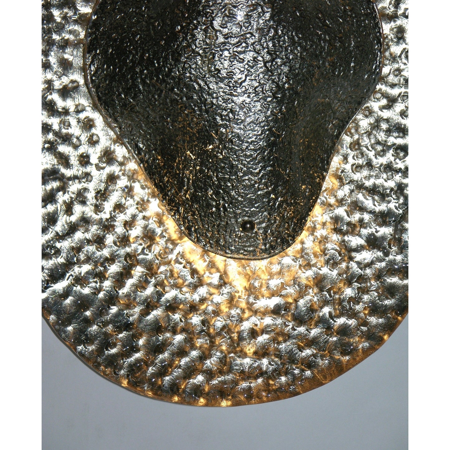 Modern Italian Silver Finish Lava Pattern Murano Glass Sculptural Concave Sconce