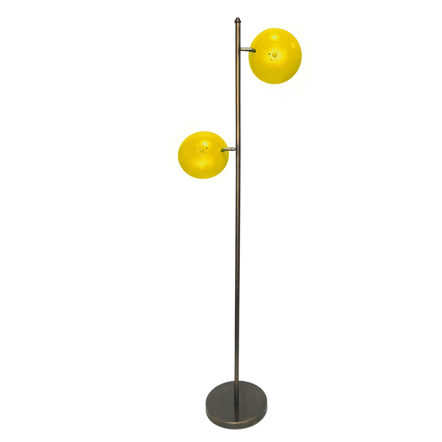 Italian Mid Century Modern Style Sea Blue Lacquer Adjustable Bronzed Floor Lamp