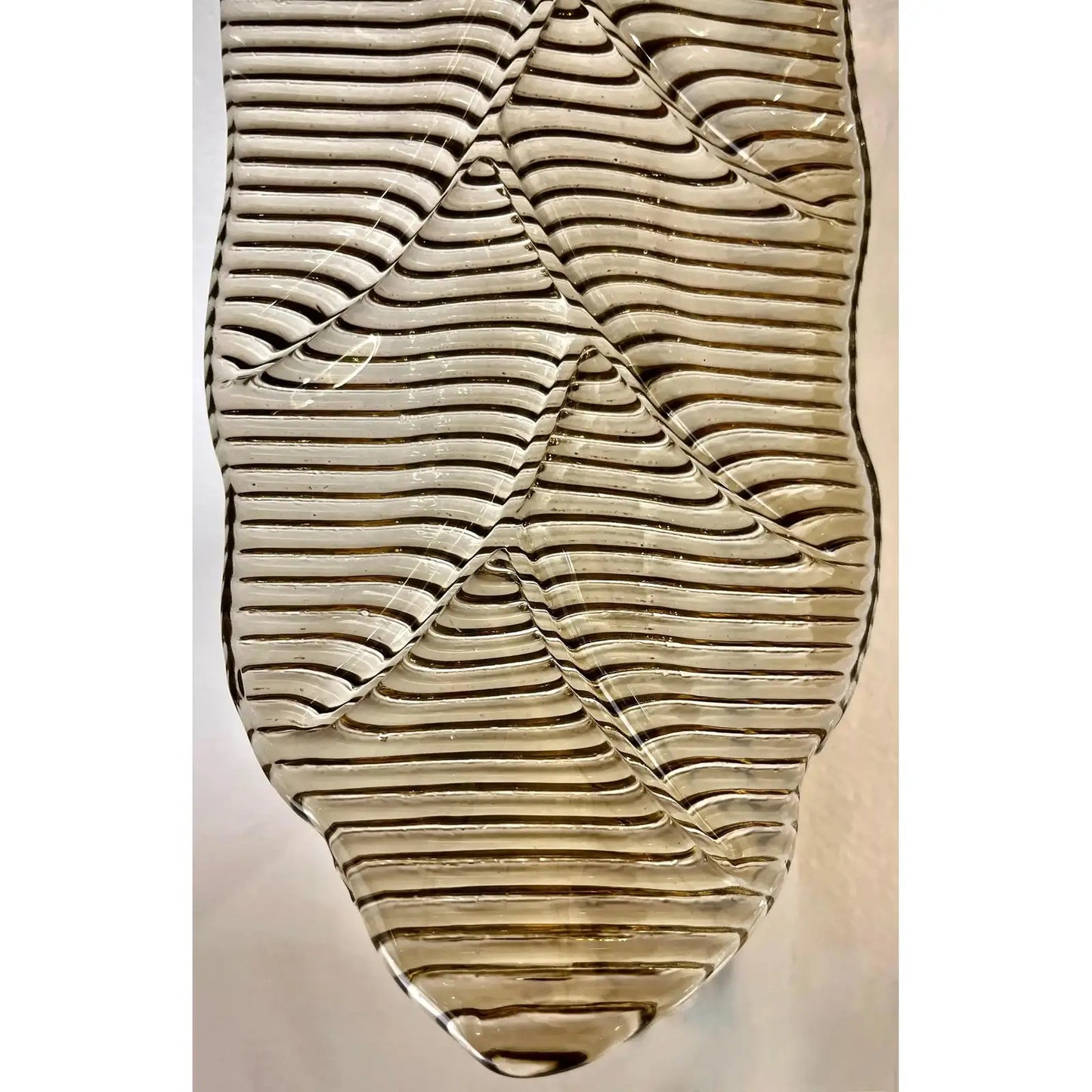 Contemporary Monumental Tall Cascading Smoked Gold Murano Glass Leaf Wall Lights