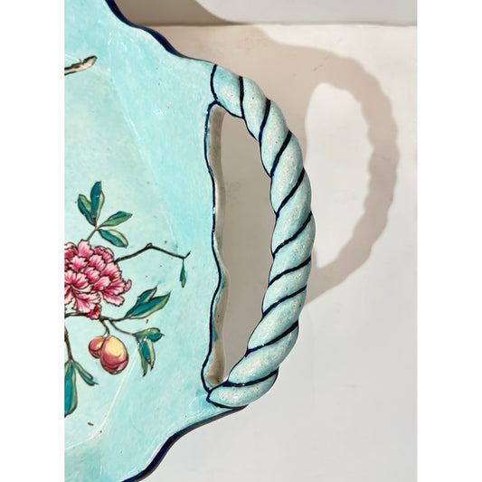 1871 Gien Antique French Asian Japanese Style Flower Decor Centerpiece Plate