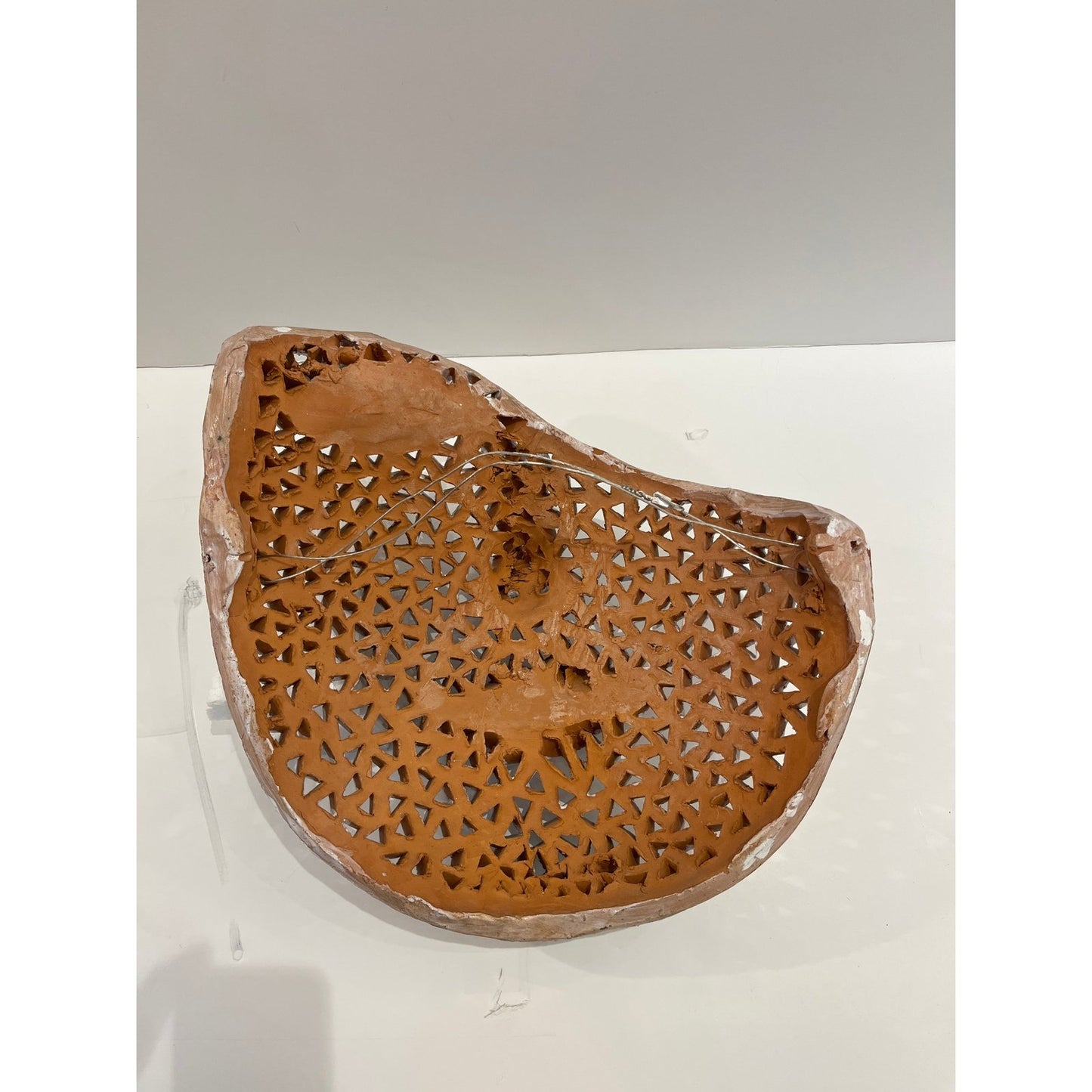 Italian Modern Perforated White Enameled Terracotta Wall Sculpture by Ginestroni