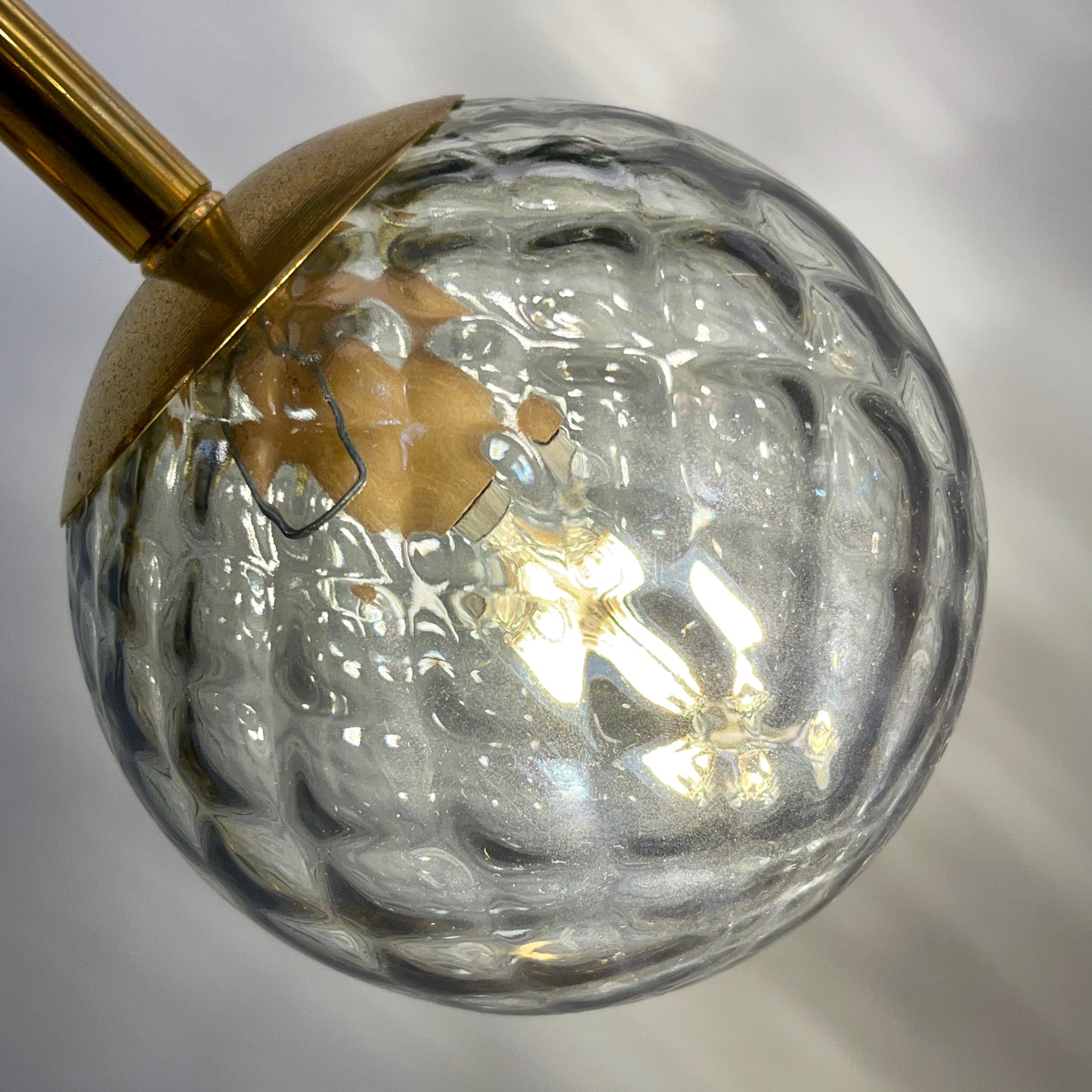 Organic Modern Italian Monumental Brass & Smoked Murano Glass Round Table Lamp