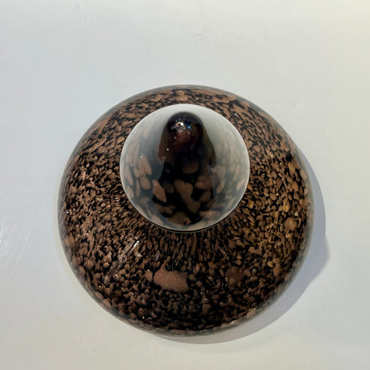 Italian Aventurine Vintage Murano Glass Black Copper Large Bottle with Stopper