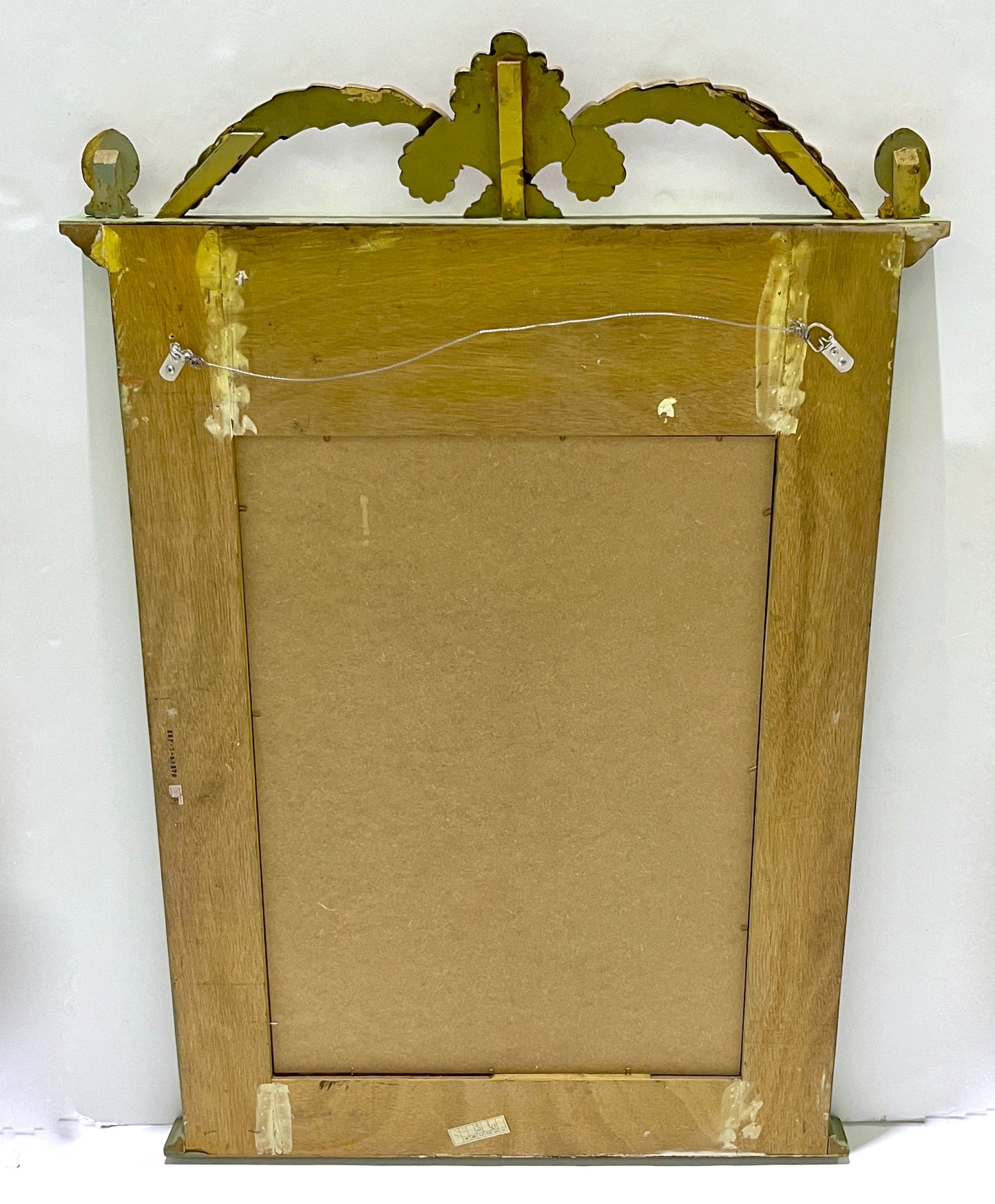 1970s Vintage Provincial French Deco Parcel-Gilt Green Gold Wood Trumeau Mirror
