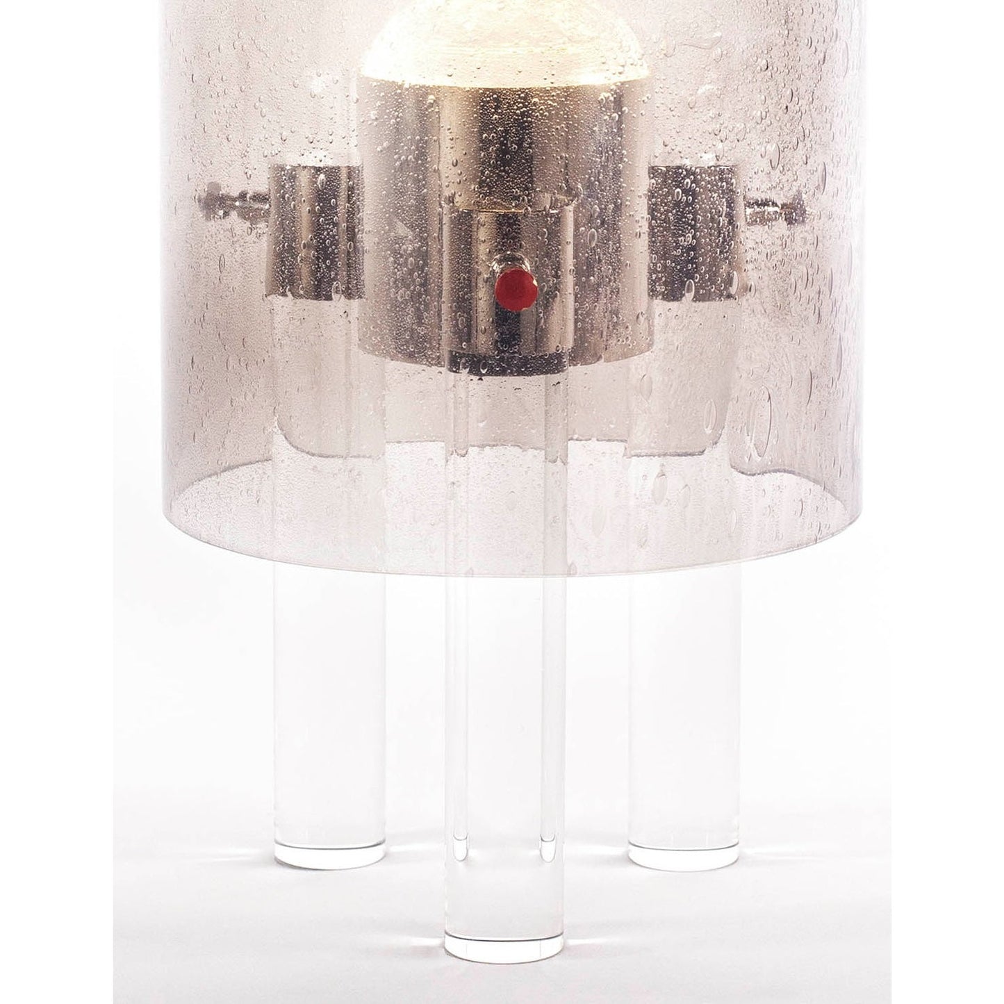Wireless Italian Dimmable Smoked Murano Glass Space Age Nickel Portable Lamp