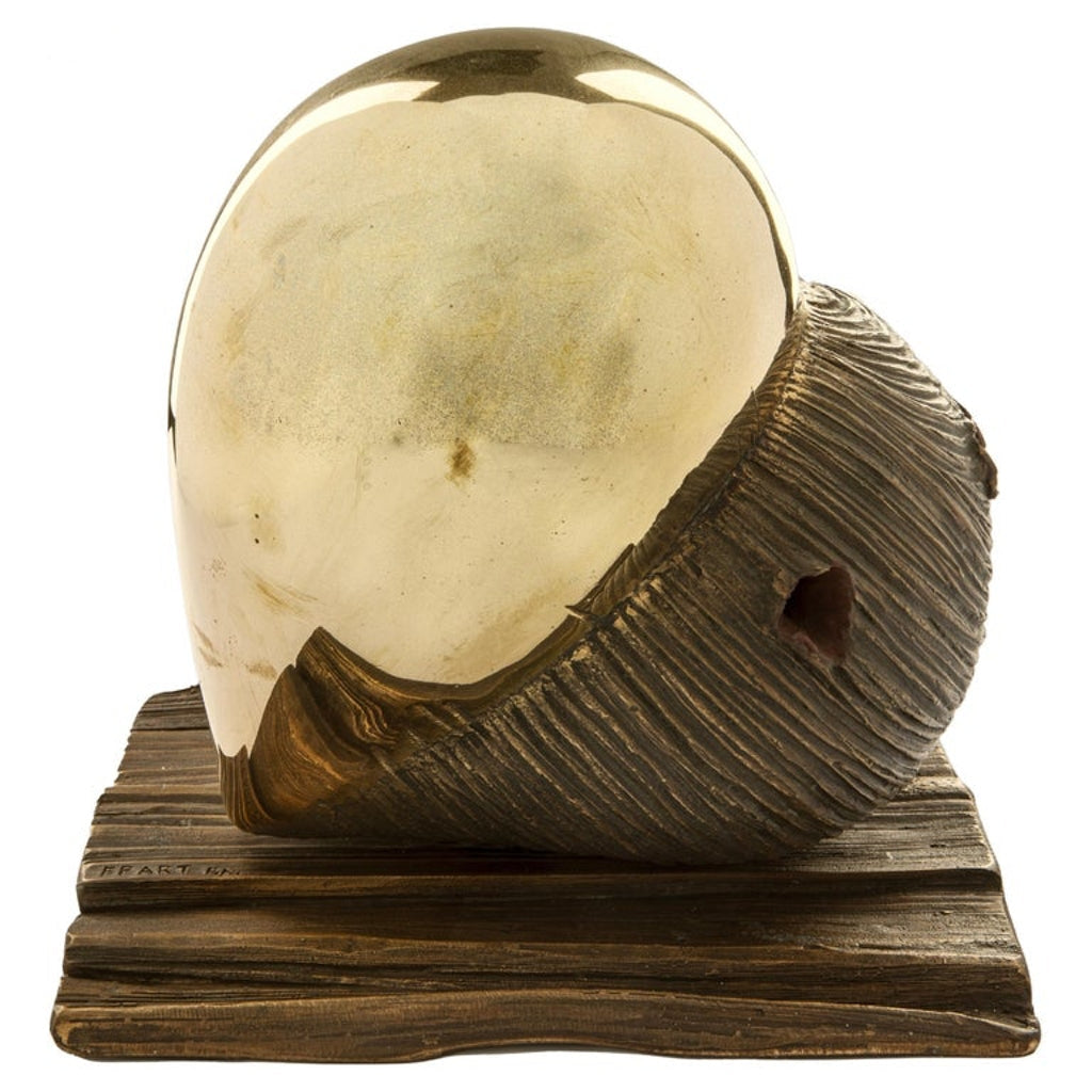 Monica Foglia Italian Modern Polished Gold & Textured Bronze Heart Sculpture