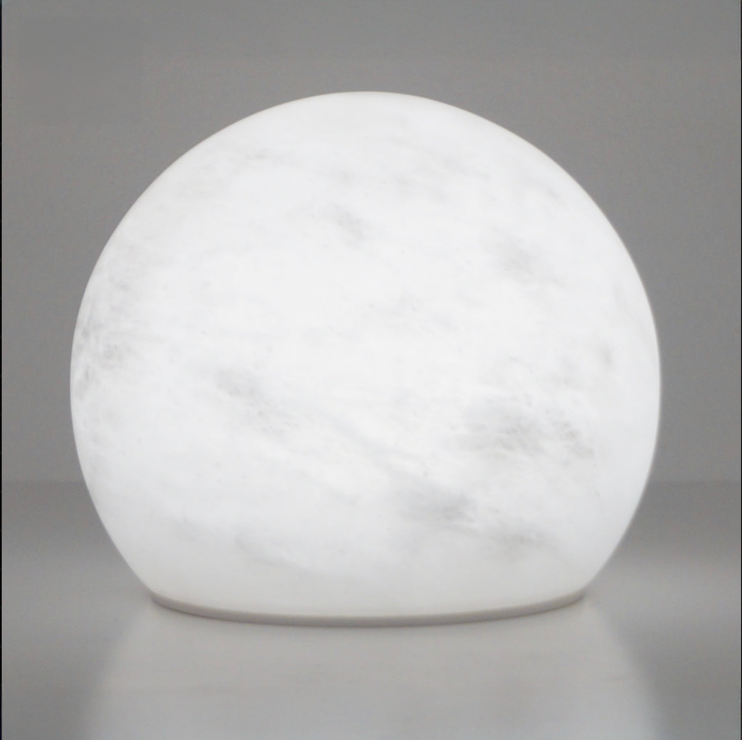 Bespoke Italian Minimalist White Alabaster Moon Wireless Round Table/Desk Lamp