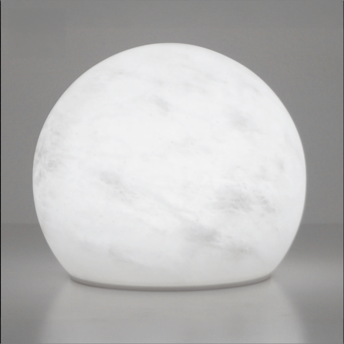 Bespoke Italian Minimalist White Alabaster Moon Wireless Round Table/Desk Lamp