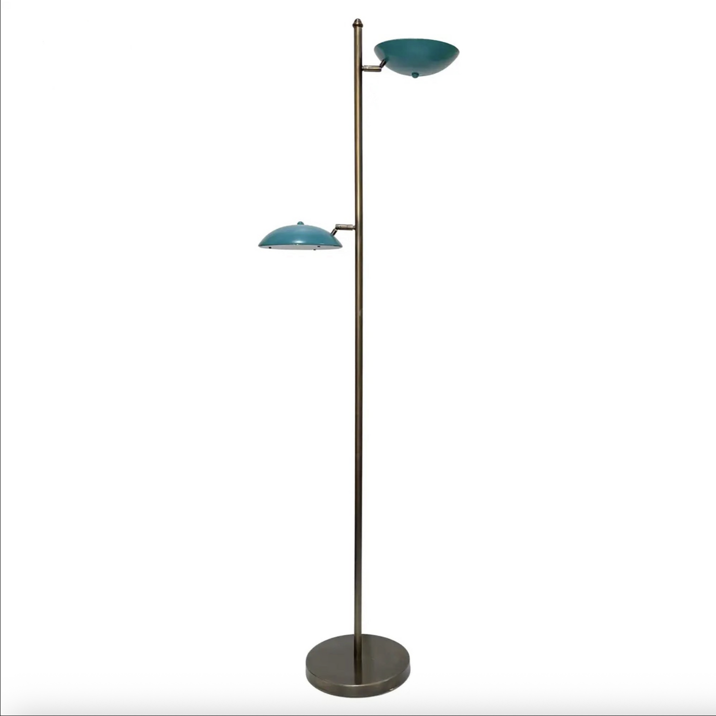Italian Mid Century Modern Style Sea Blue Lacquer Adjustable Bronzed Floor Lamp