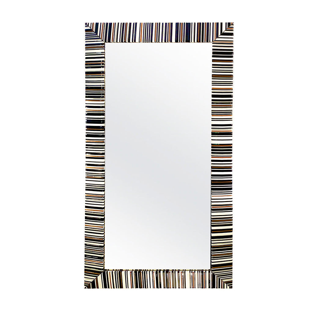 Contemporary Italian Black White Copper Geometric Murano Glass Modern Mirror