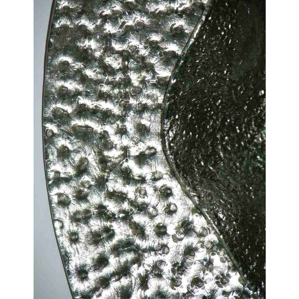 Modern Italian Silver Finish Lava Pattern Murano Glass Sculptural Concave Sconce