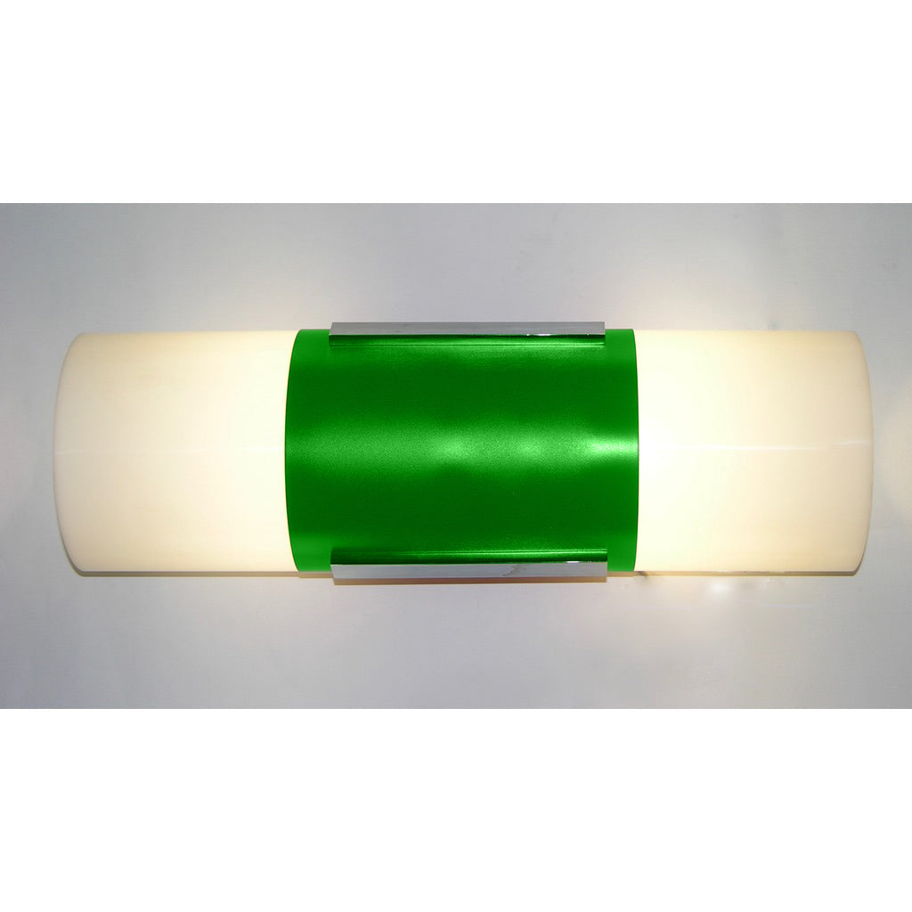 1960 Italian Pair of Forest Green & White Tall Ceiling/ Wall Lights