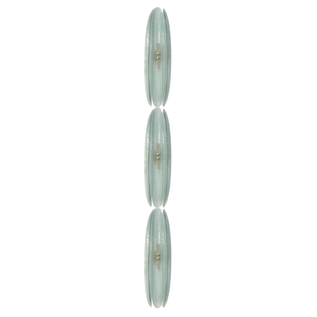 Contemporary Fontana Arte Style Aqua Green Blue Murano Glass Flame Wall Lights