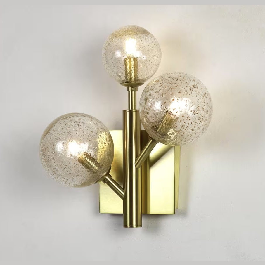 Italian Organic Contemporary Ball Flower Sconce with 3 Murano Glass Spheres