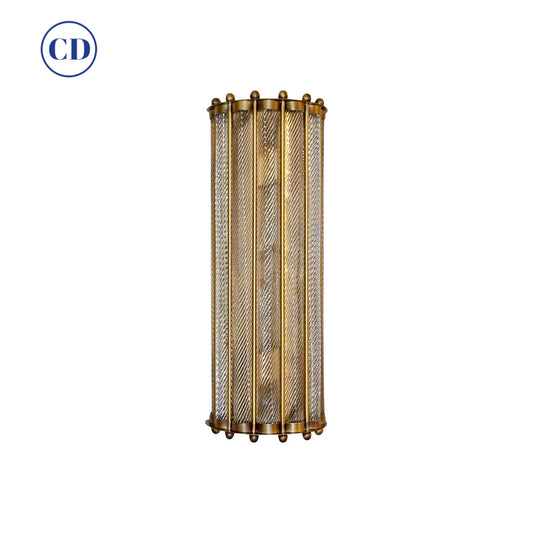 Italian Art Deco Design Crystal Murano Glass Half Moon Bronze Finish Sconce