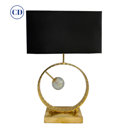 Organic Modern Italian Monumental Brass & Smoked Murano Glass Round Table Lamp