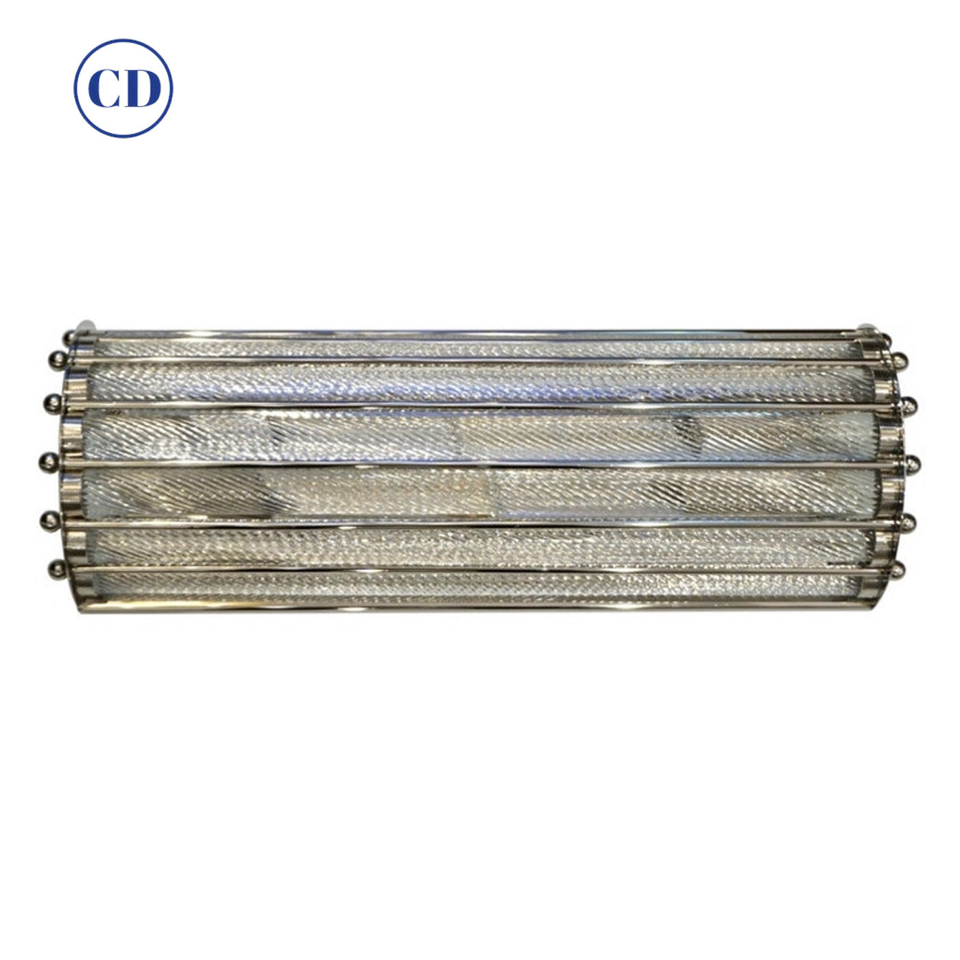 Italian Bespoke Art Deco Design Crystal Murano Glass Half Moon Nickel Flush Mount