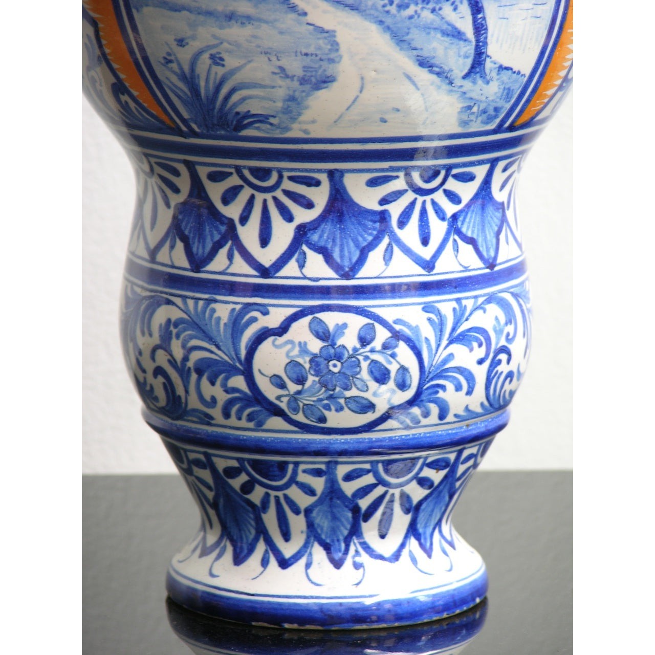 1920s Antique French Malicorne Faience blue white yellow centerpiece with cover