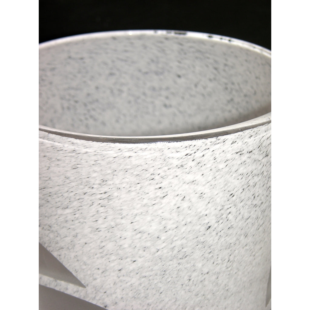 White Textured Murano Glass Vase with Fern Decor