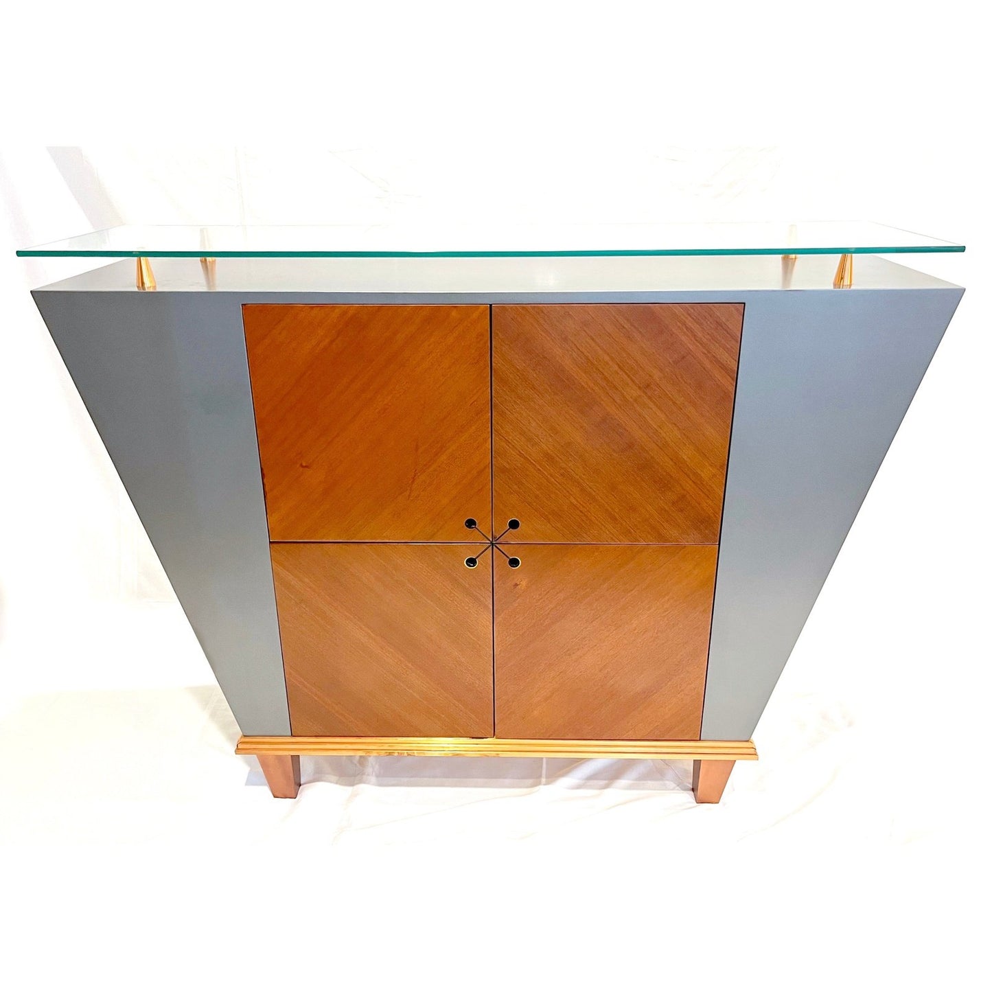 Pallucco Italian Mid-Century Modern Pair of Gray Lacquer Copper Sideboards/Cabinets