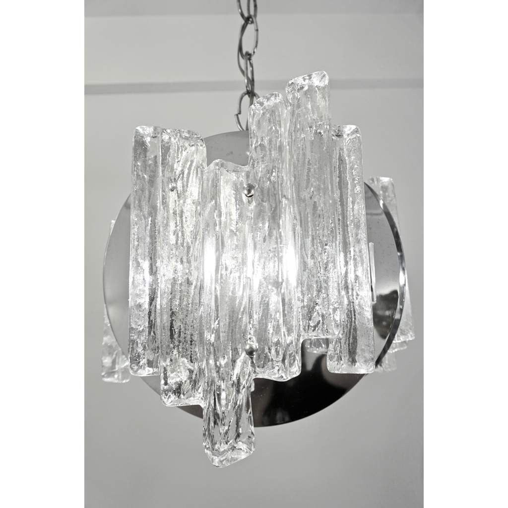 Salviati 1950 Italian Sculptural Modern Nickel Crystal Clear Glass Chandelier - Cosulich Interiors & Antiques