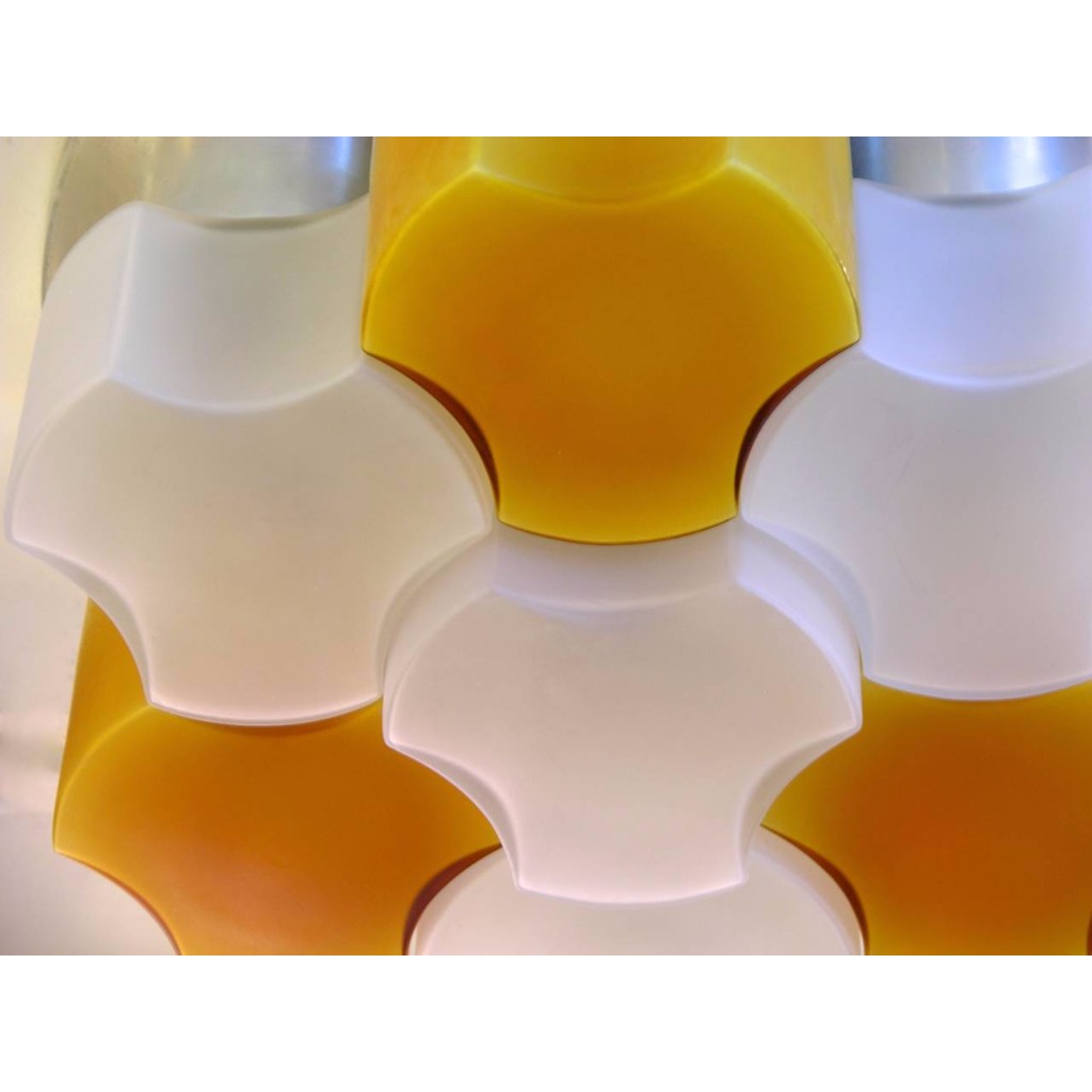 Martinelli Luce 1963 Rare Pair of White and Orange Glass Wall or Flush Lights - Cosulich Interiors & Antiques