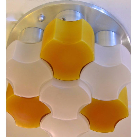 Martinelli Luce 1963 Rare Pair of White and Orange Glass Wall or Flush Lights - Cosulich Interiors & Antiques