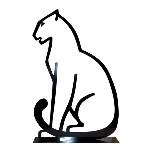 1980 Italian Minimalist Design Black Lacquered Iron Panther Silhouette Sculpture - Cosulich Interiors & Antiques