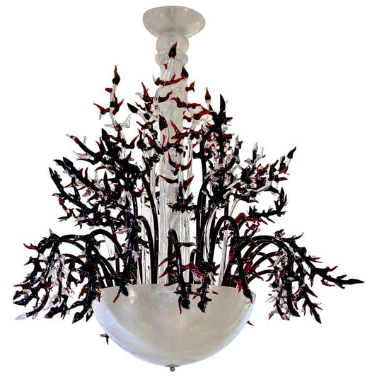 1980s Modern Italian White Murano Glass Chandelier with Organic Coral like Decor - Cosulich Interiors & Antiques