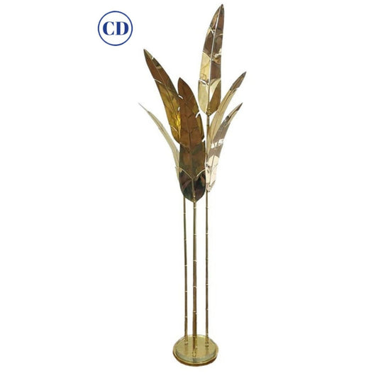 Contemporary Italian Art Deco 7-Leaf Palm Tree Organic Modern Brass Floor Lamp