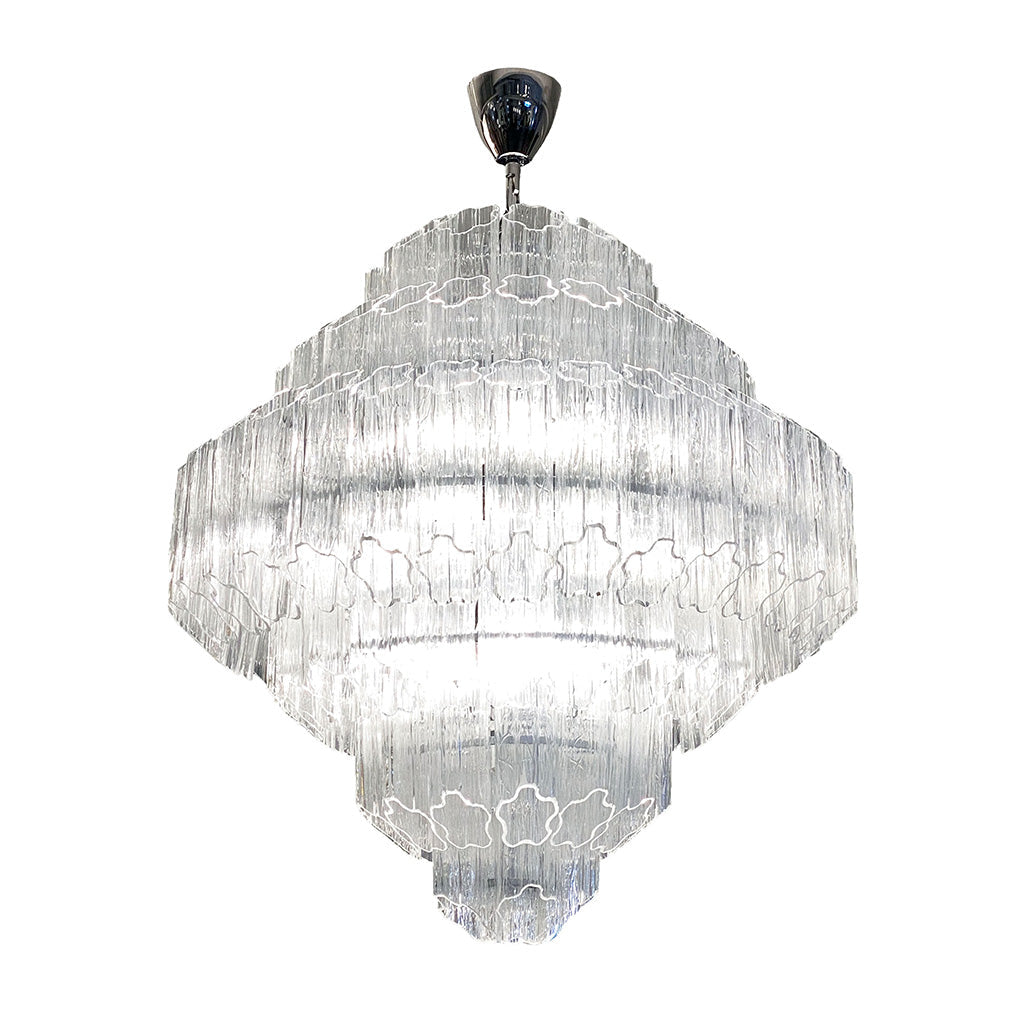 Bespoke Italian Art Deco Design Crystal Murano Glass Nickel Modern Chandelier
